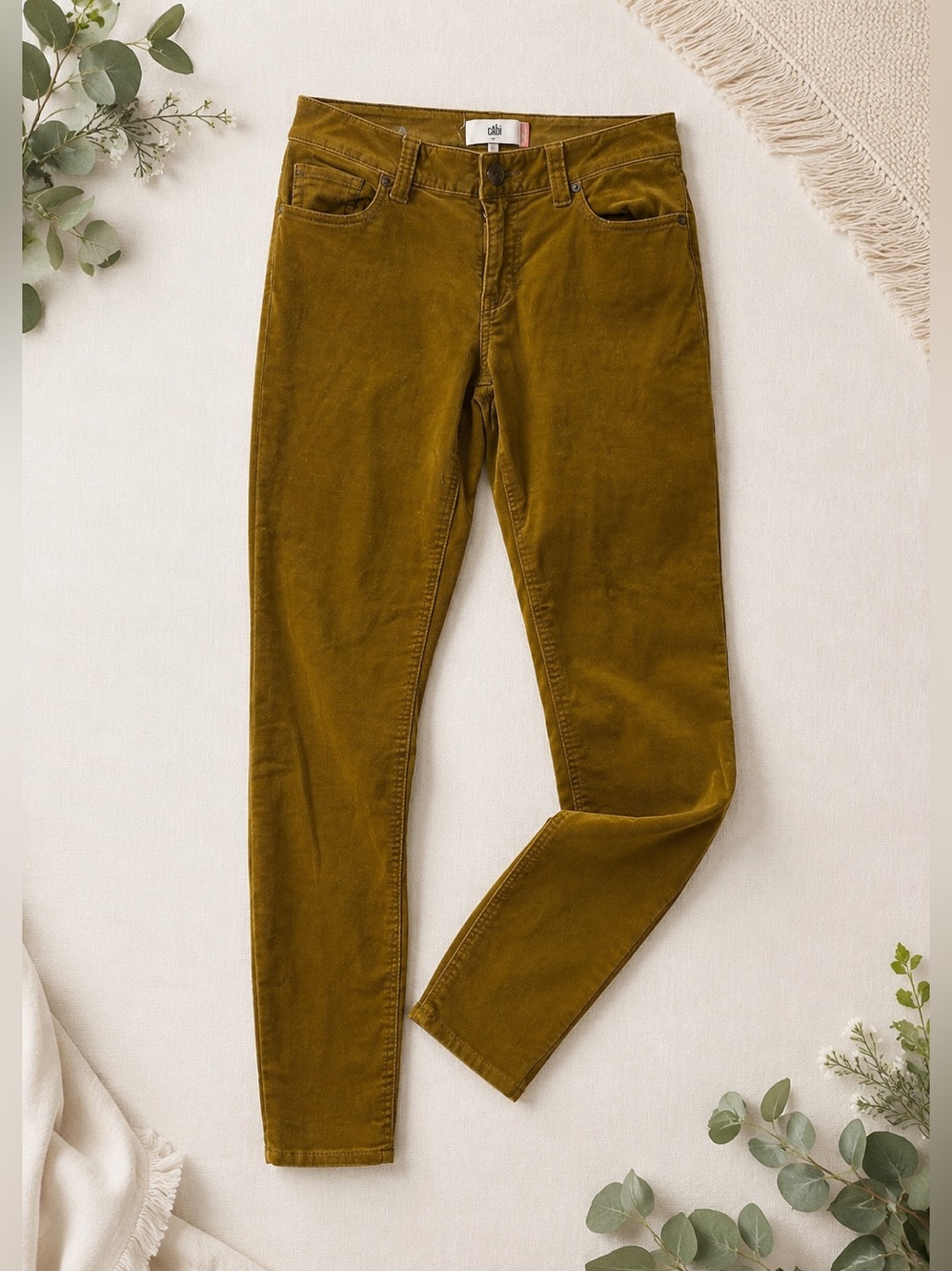 CAbi Mustard Corduroy Skinny Jeans | Velvet Feel | Mid Rise |